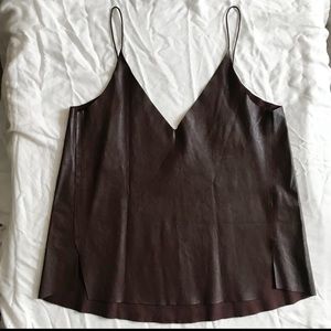 3/$20 Zara faux leather tank burgundy size small